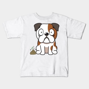 Funny bulldog smells poo poo Kids T-Shirt